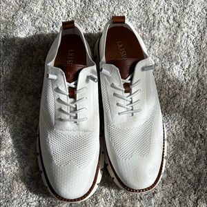 White Low-Top Lace-Up Sneakers